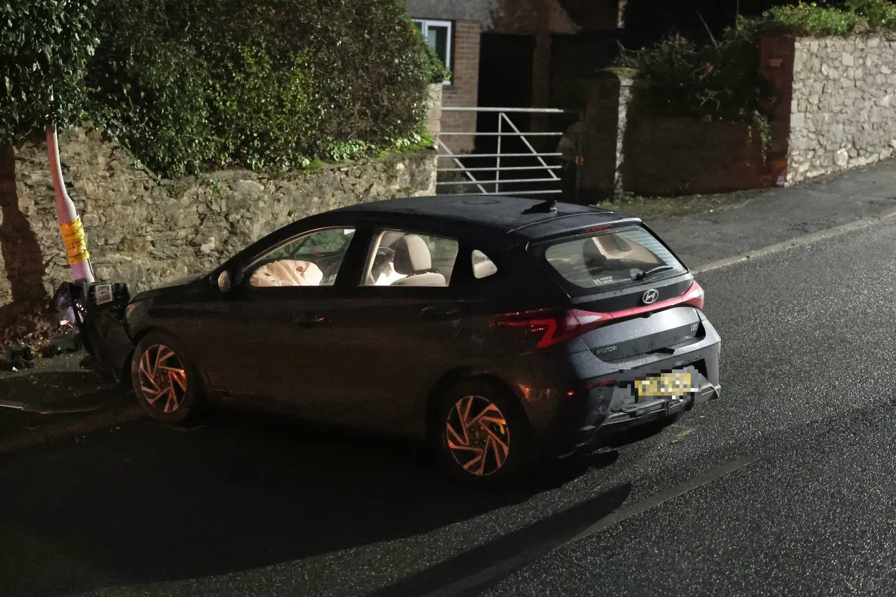 Man arrested after crashing into lamppost and car in Plymouth