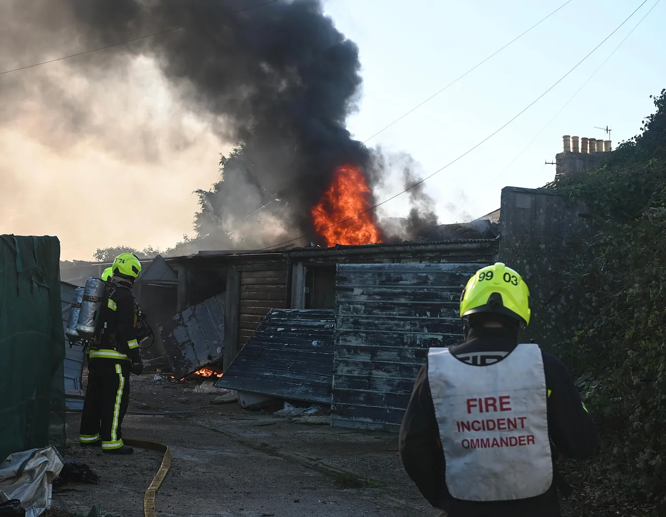 Firefighters and police respond to a ‘deliberate’ garage fire in Plymouth