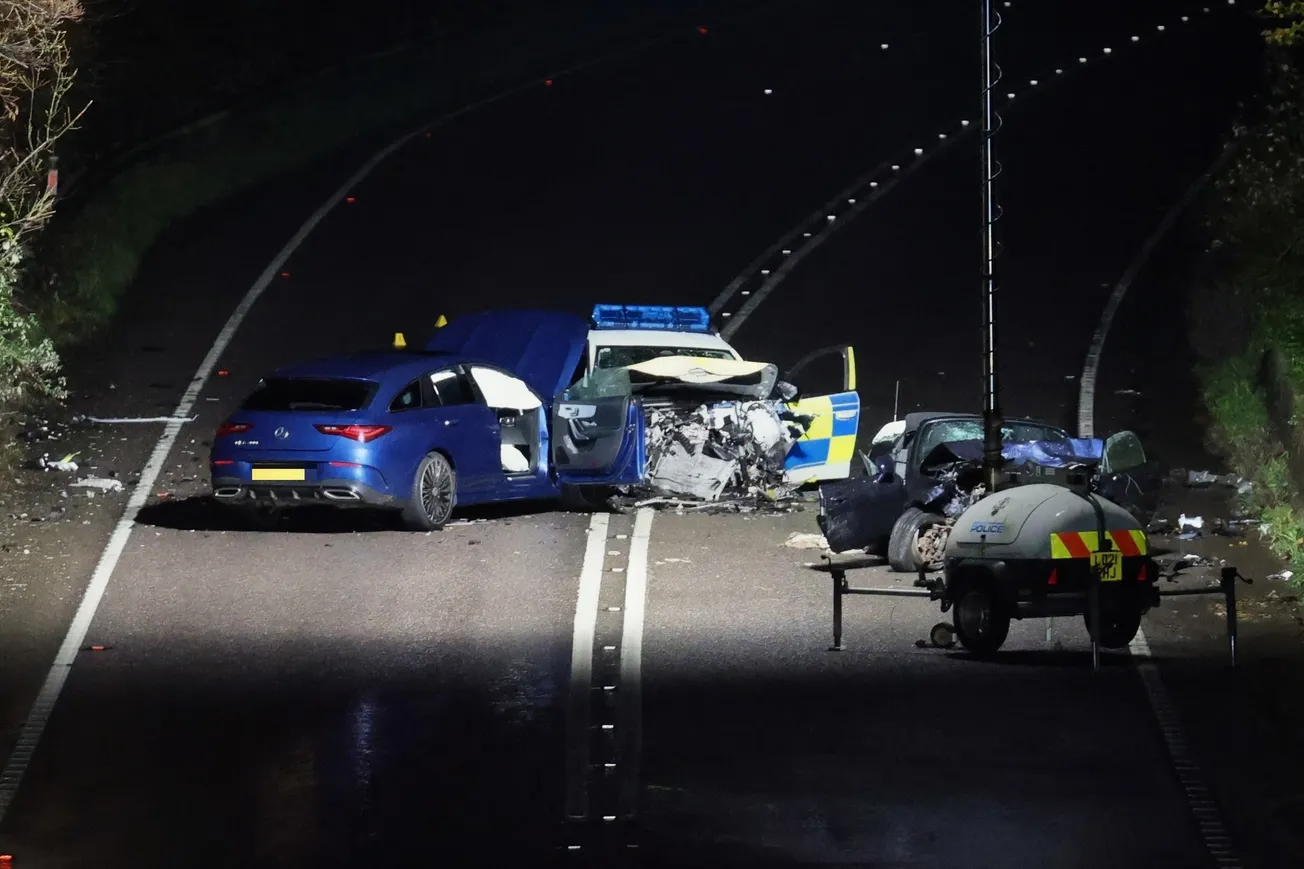 Two police officers seriously injured after A30 crash