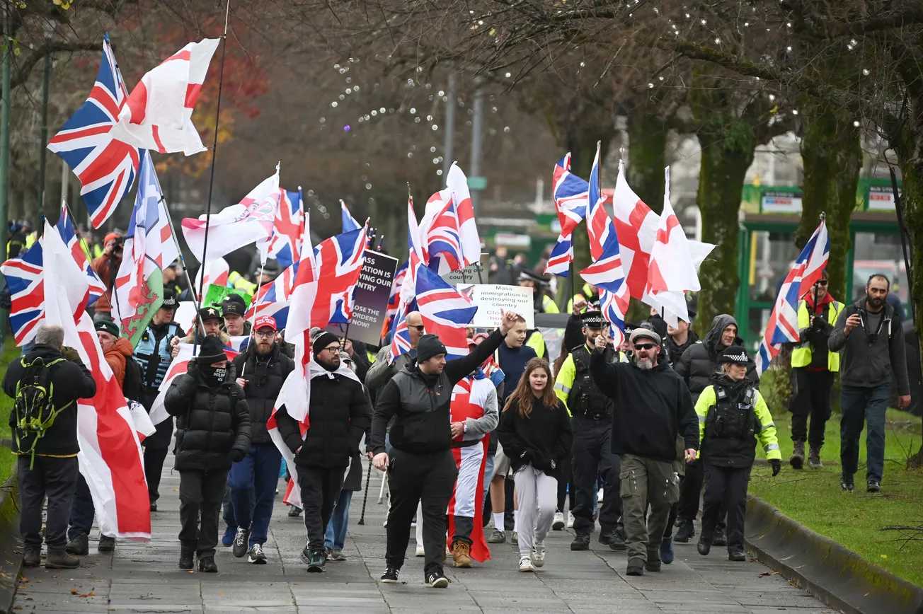 In pictures: Hundreds attend flag march and anti-fascist counter protest in Plymouth